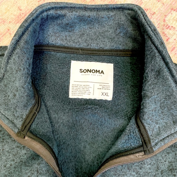 Sonoma Mens Pullover 1/4 Zip Black and Heather Blue Size XXL - Picture 2 of 3